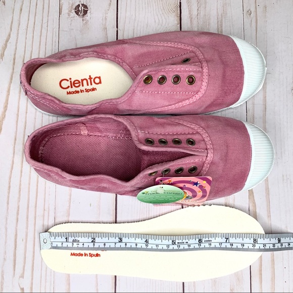 Cienta Kids Slip-On Canvas Sneaker ‘Distressed Pink’ Laceless Ecological Fabric - Picture 10 of 13